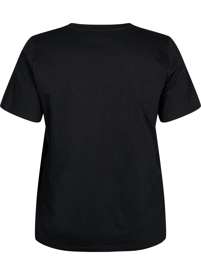 Basic t-shirt met korte mouwen en V-hals, Zwart, Packshot image number 1