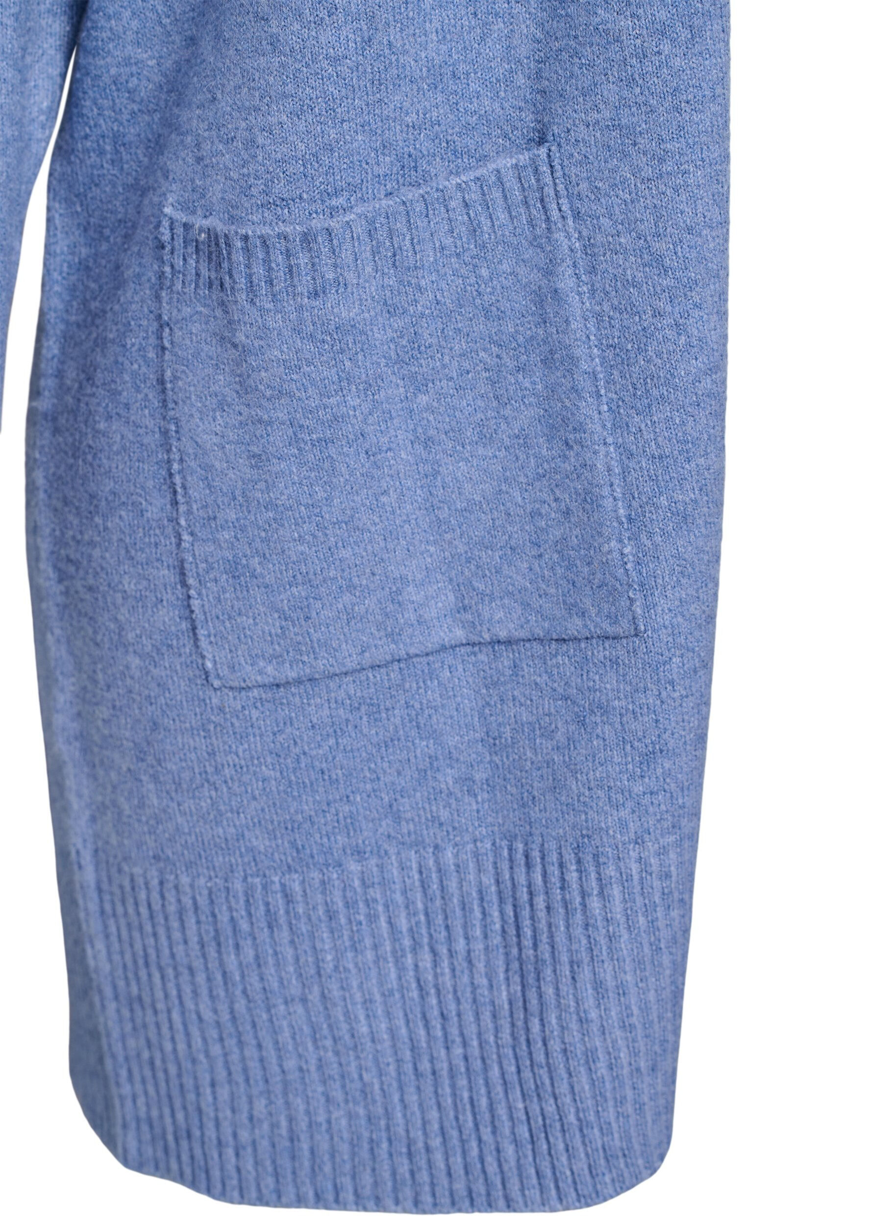 ZizziGeribd gebreid vest met zakken, Blauw, Packshot image number 3