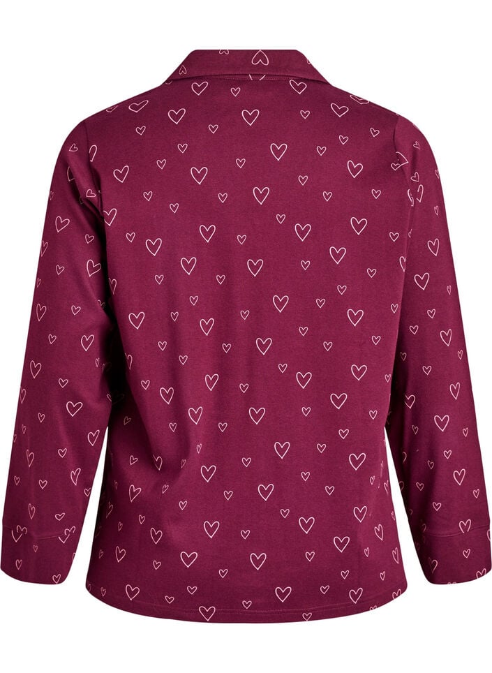 Katoenen pyjamashirt met borstzak, Rood, Packshot