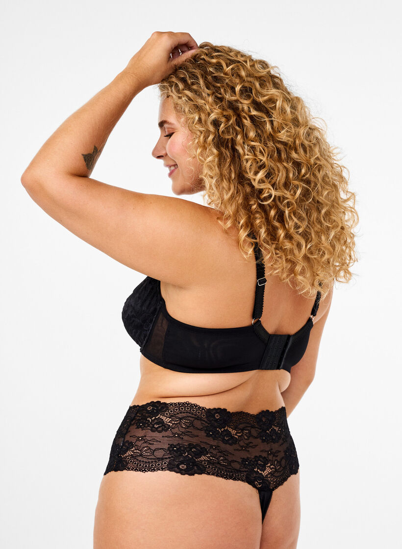 Volledig dekkende kanten bh met kettingdetail, Black, Model