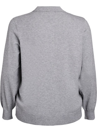 ZizziStrik blouse met kraag, Light Grey Melange, Packshot image number 1