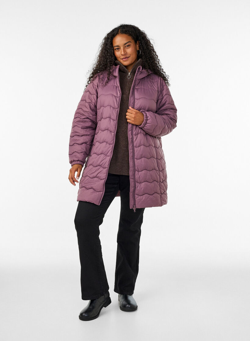 Gewatteerde jas, Roze, Model image number 1