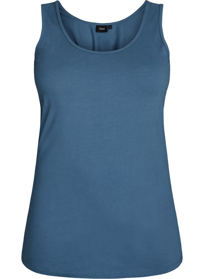 Effen basic top in katoen, Grijs, Packshot image number 0