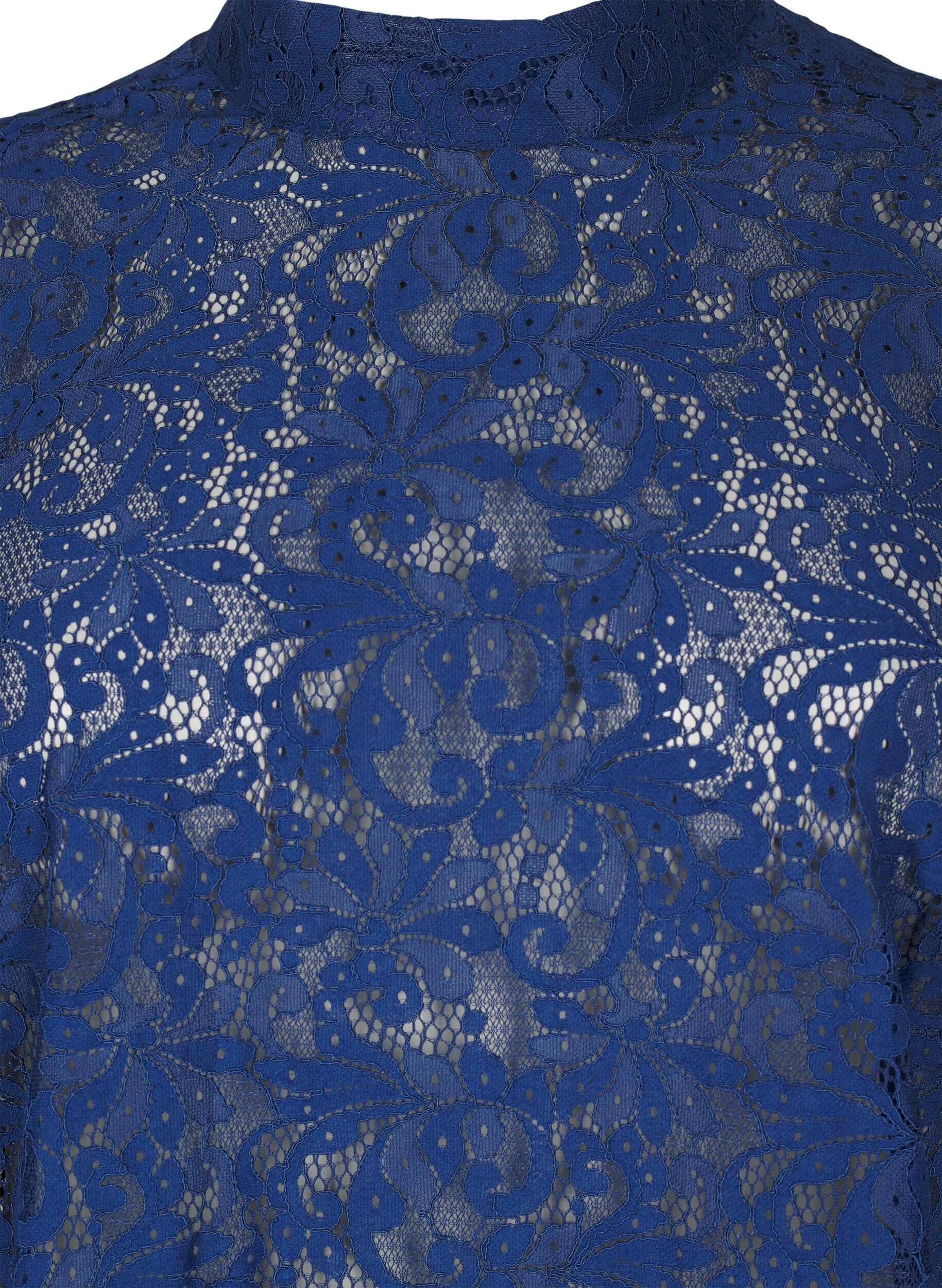 ZizziKanten blouse met strikdetail, Estate Blue, Packshot image number 2