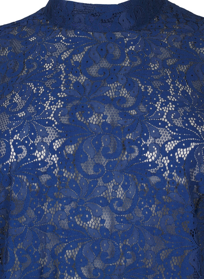 Kanten blouse met strikdetail, Estate Blue, Packshot image number 2