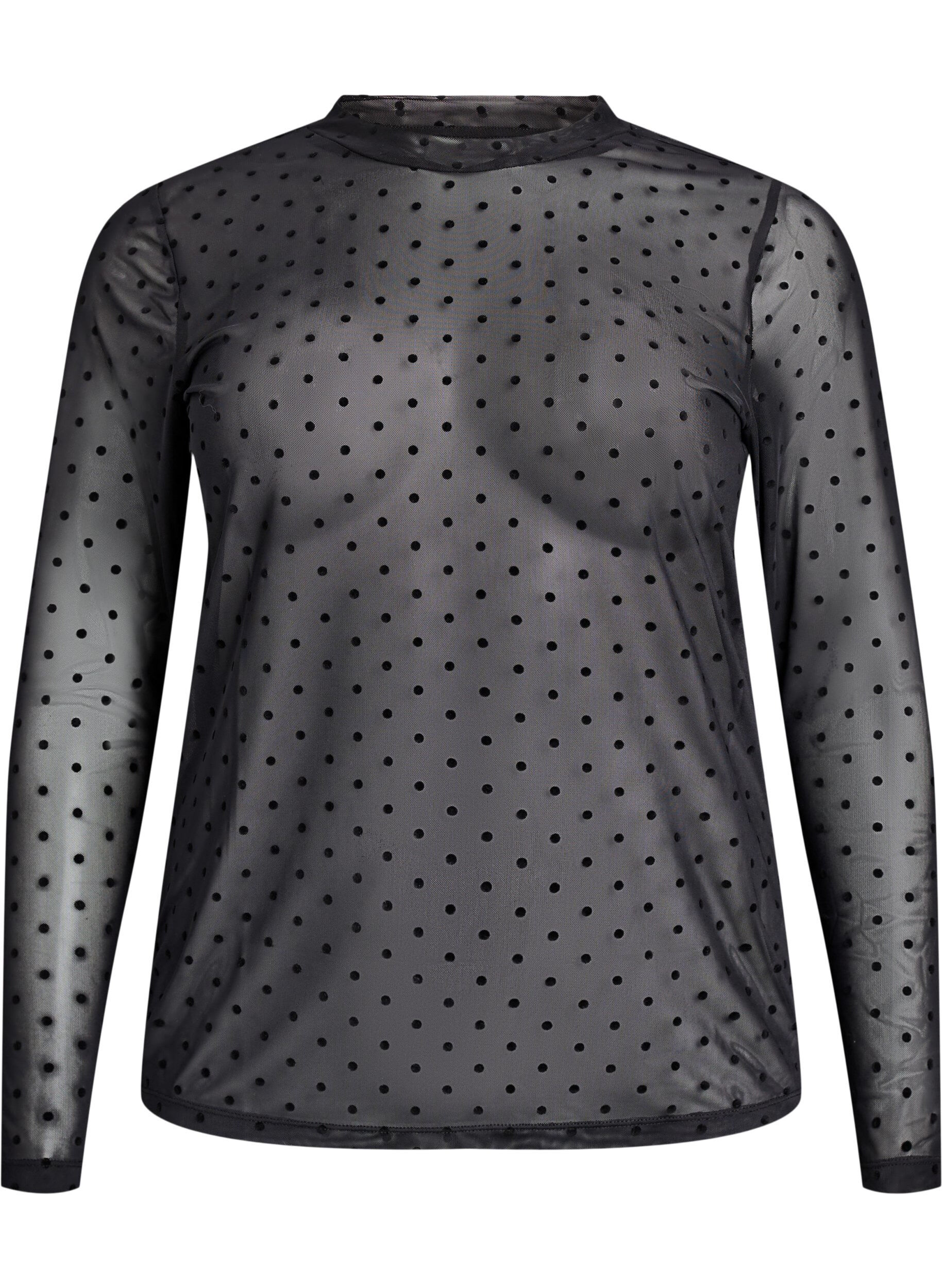Mesh blouse met stippen