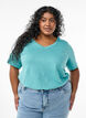 Basic t-shirt met korte mouwen en V-hals, Groen, Model image number 0