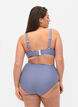 Gestreept bikinibroekje met hoge taille, Blauw, Model image number 1