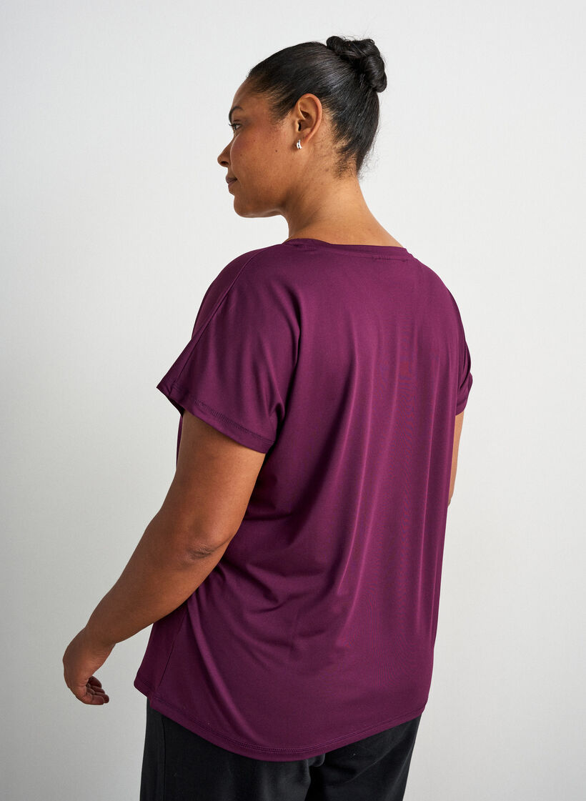 Losvallend trainings-T-shirt met V-hals, Paars, Model image number 2