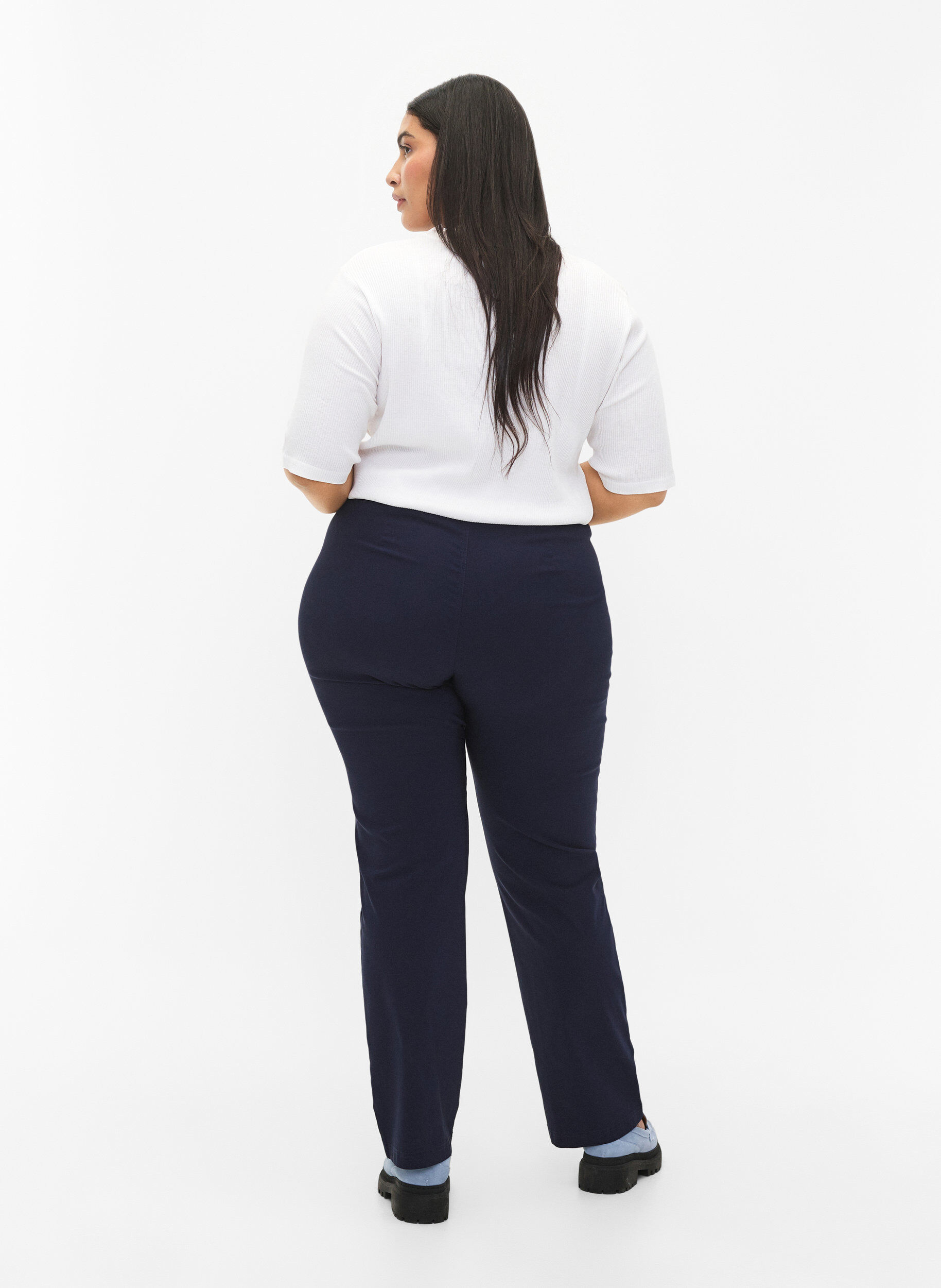 ZizziKlassieke broek in viscosemix, Blauw, Model image number 1