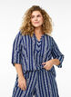Gestreepte blouse in een mix van linnen en viscose, Blauw, Model image number 0