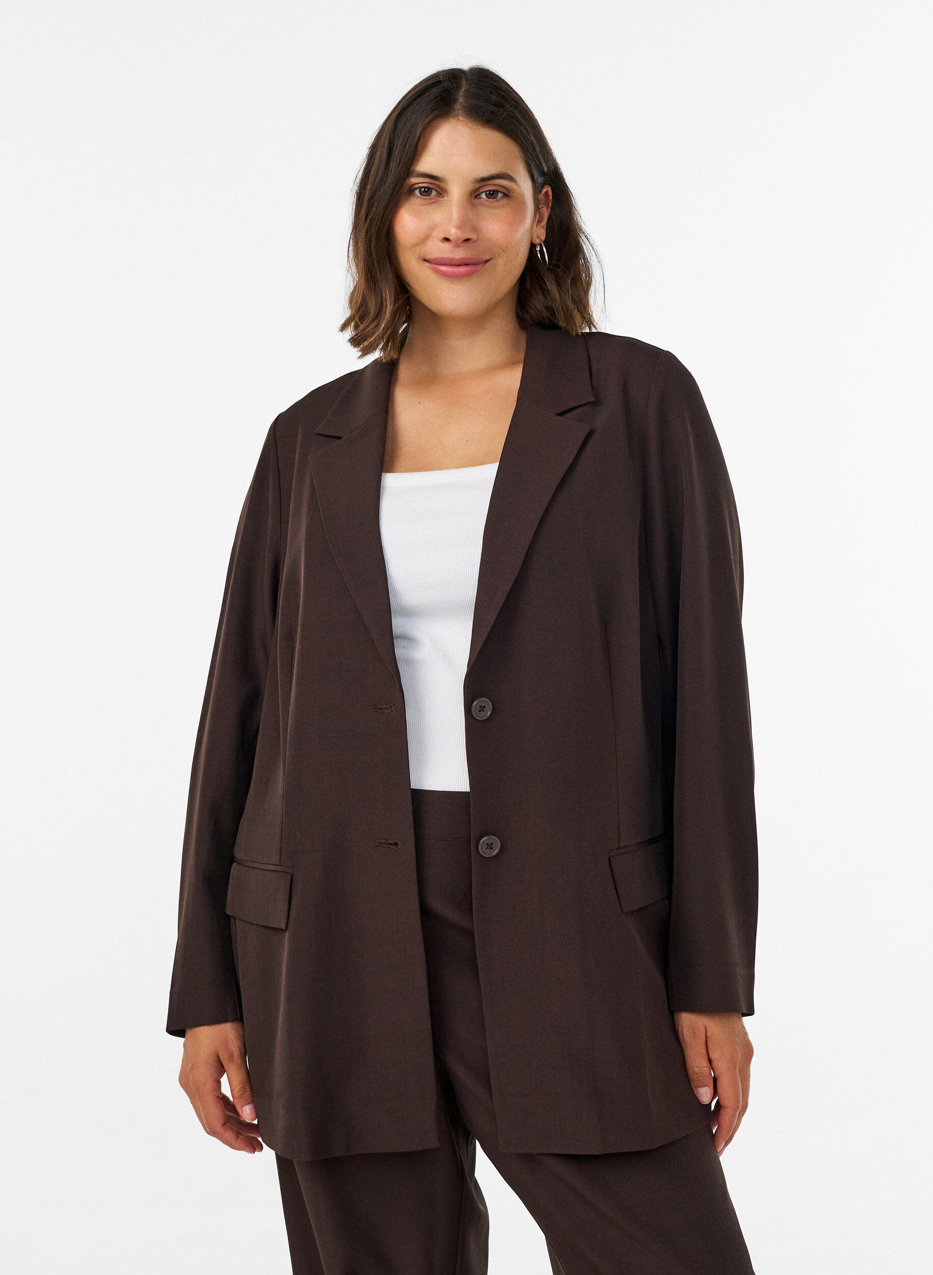 Blazer met zakken en splitten, Bruin, Model