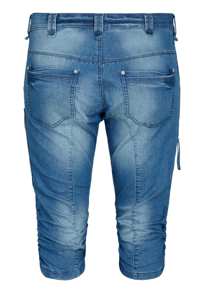 Slim fit capri jeans met zakken, Blauw, Packshot image number 1