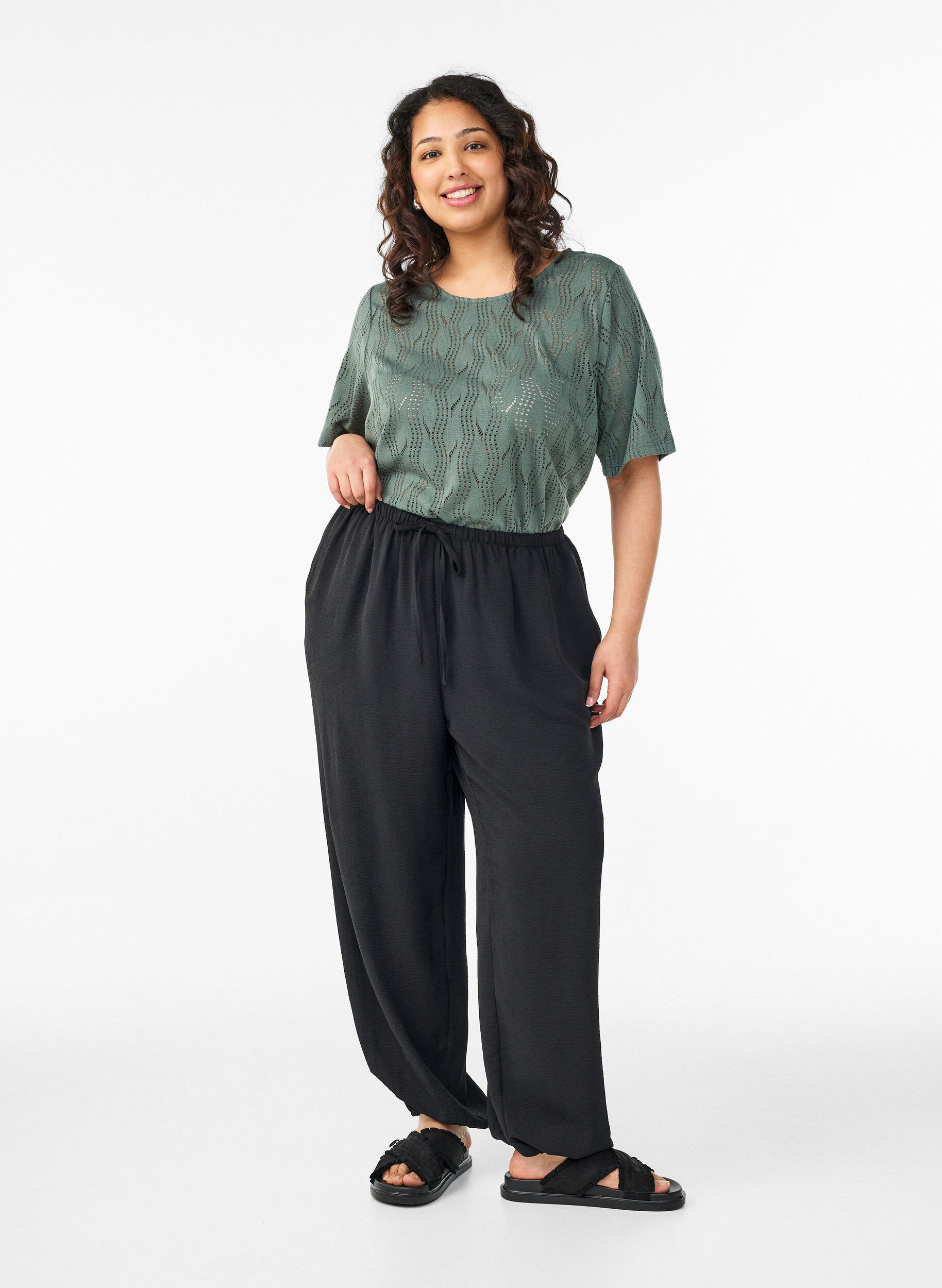 ZizziJersey T-shirt met oogjespatroon, Groen, Model image number 1