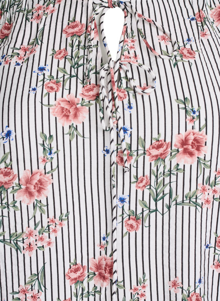 Blouse met bloemenprint en strikdetail, Zwart, Packshot image number 2