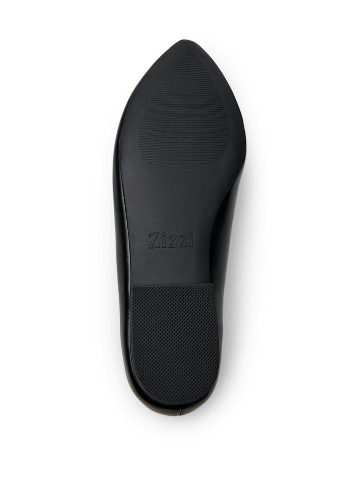 Wide fit - Ballerina met strik en strassteentjes, Black, Packshot