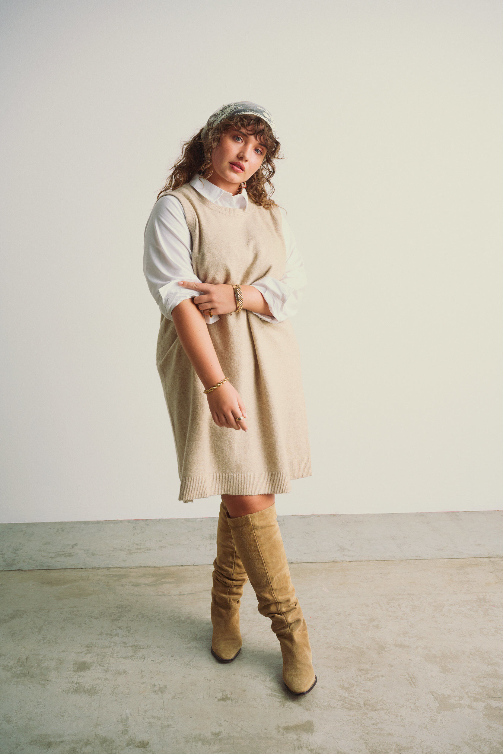 ZizziKorte gebreide jurk zonder mouwen, Beige, Image image number 0