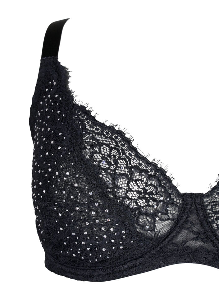 Volledig bedekkende bh met strass-steentjes, Black, Packshot