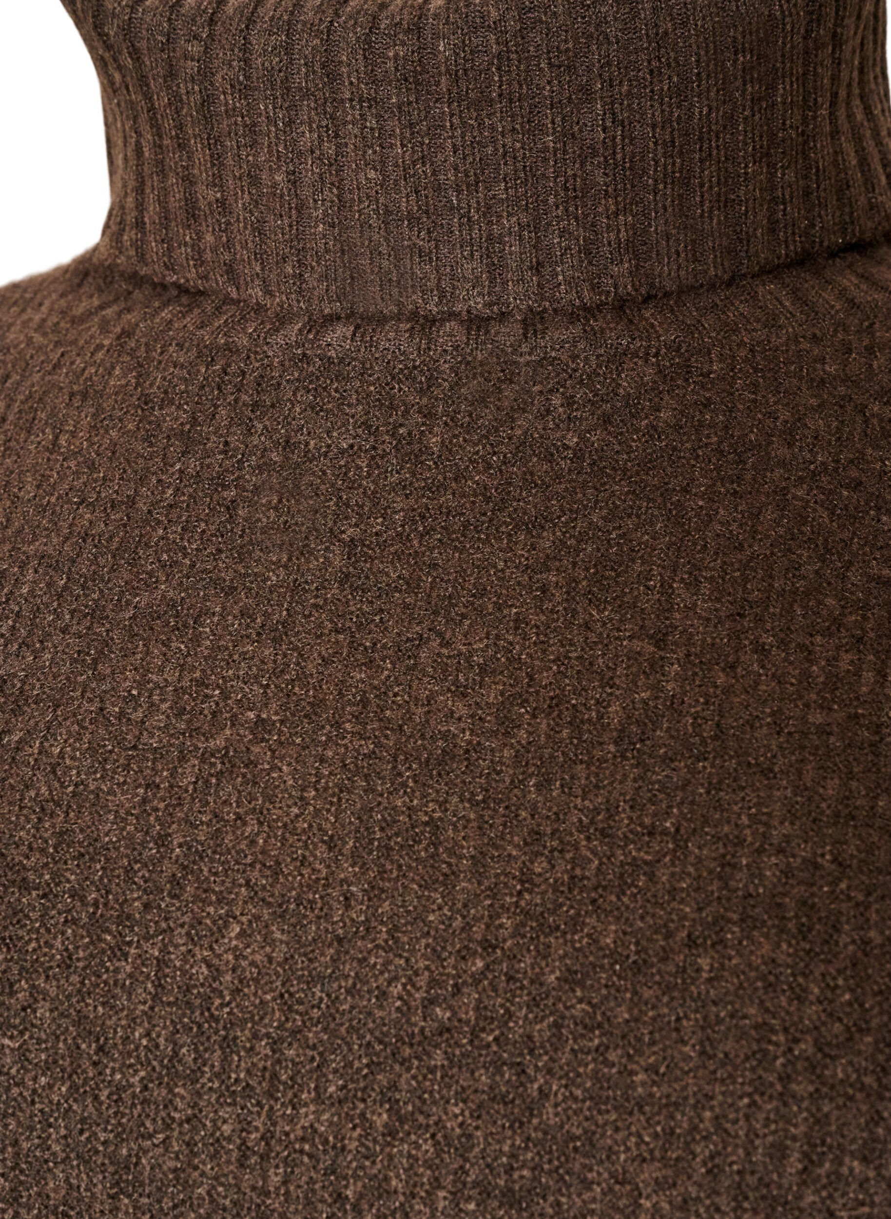 ZizziLosse gebreide trui met coltrui, Bruin, Packshot image number 2