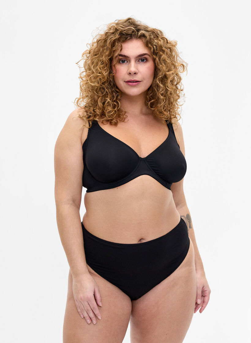 7-pack katoenen string, Zwart, Model image number 0