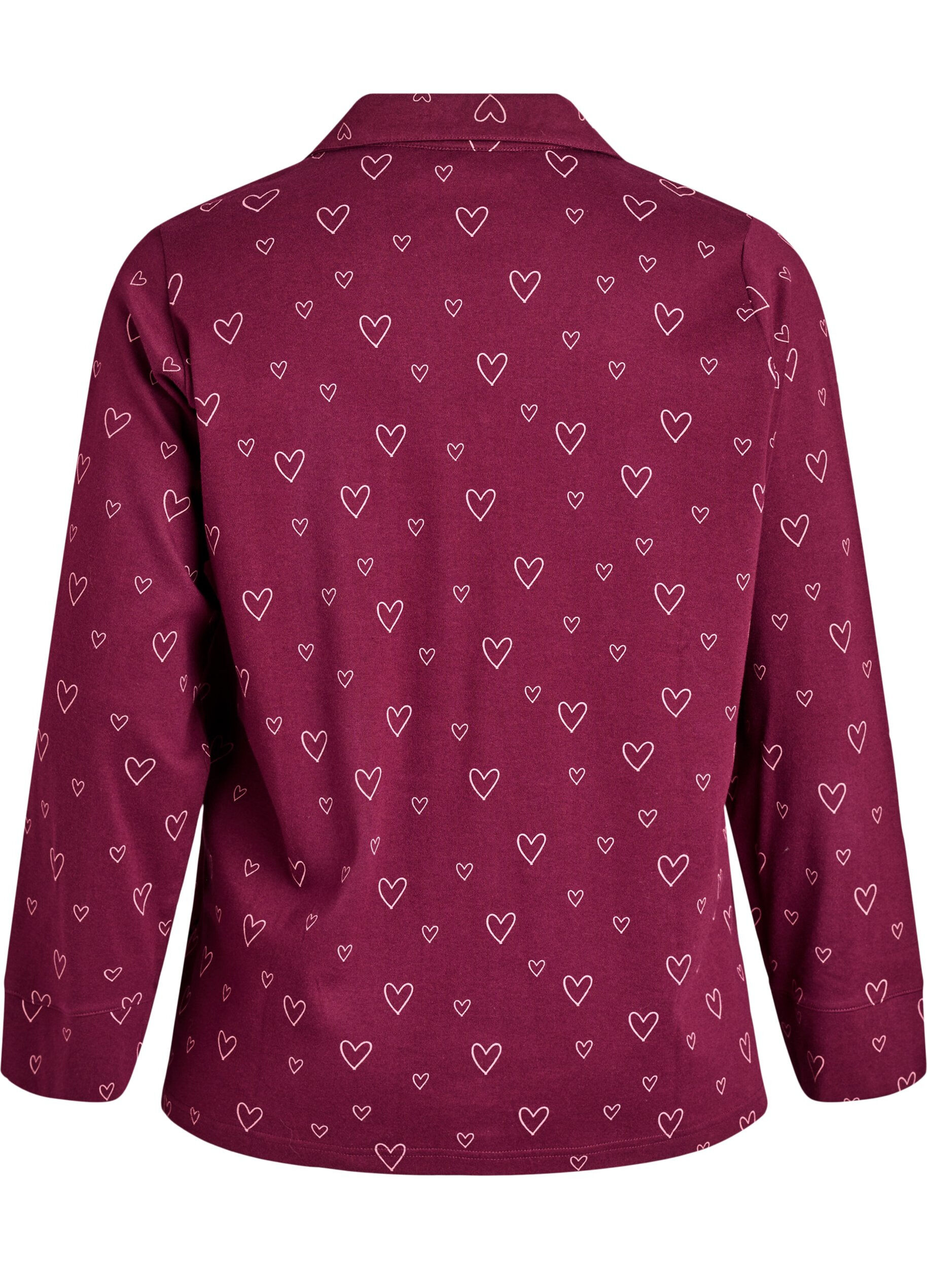 ZizziKatoenen pyjamashirt met borstzak, Donker Bordeaux, Packshot image number 1