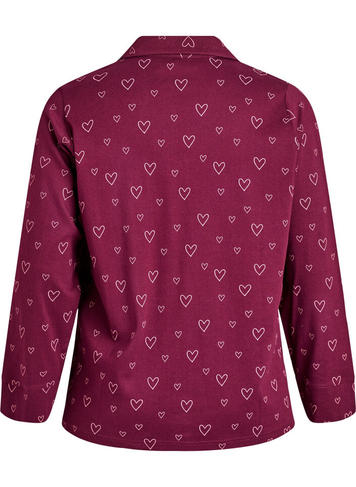 Katoenen pyjamashirt met borstzak, Donker Bordeaux, Packshot