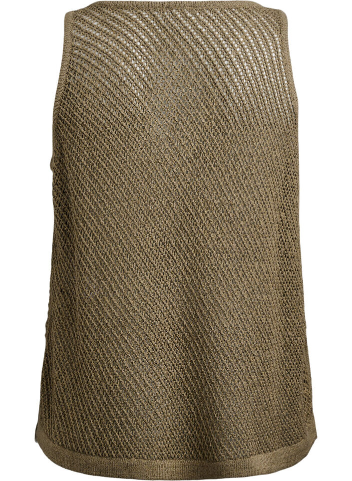 FLASH - Mouwloze gebreide top met V-hals, Groen, Packshot image number 1