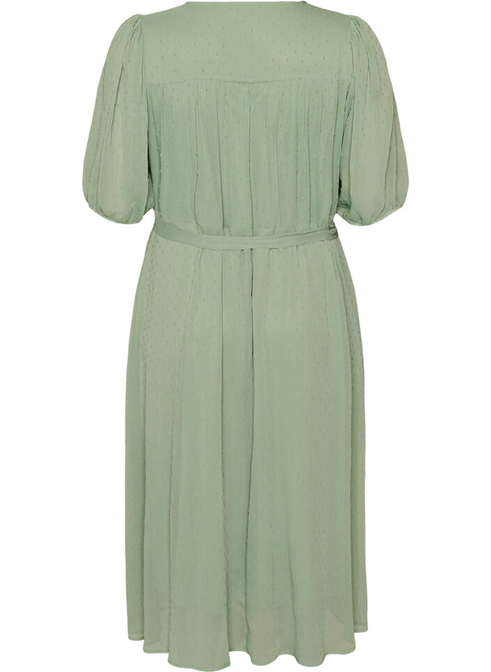 Robe midi &agrave; encolure en V avec attaches &agrave; nouer, Vert clair, Packshot