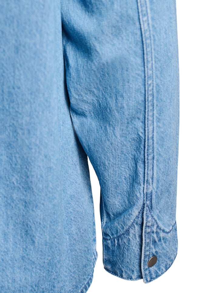 Spijkerblouse met borstzakken, Blauw, Packshot