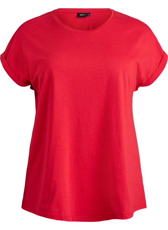 T-shirt met korte mouwen van katoenmix, Rood, Packshot image number 0