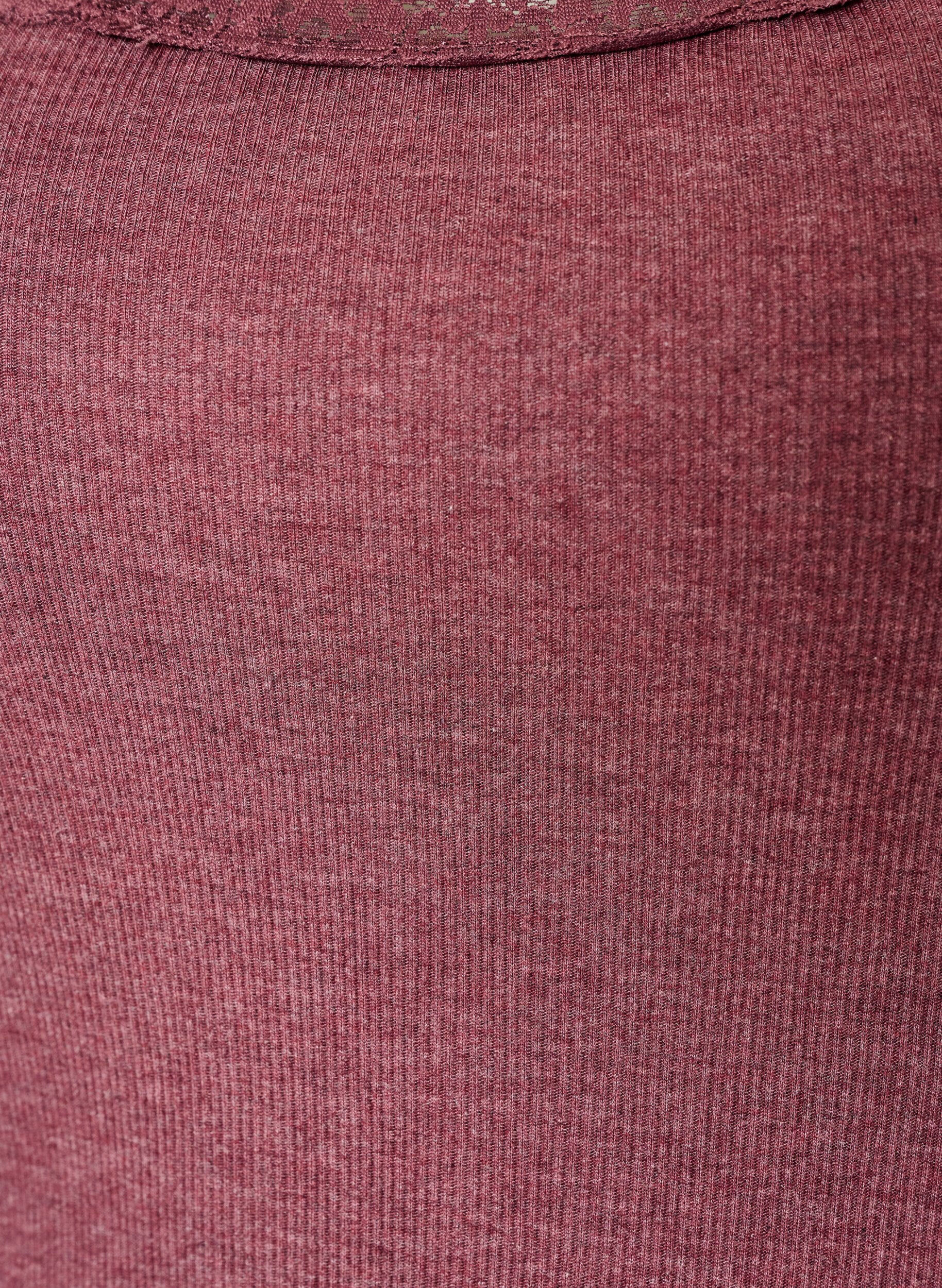 ZizziGeribde top met kanten afwerking, Rood, Packshot image number 2
