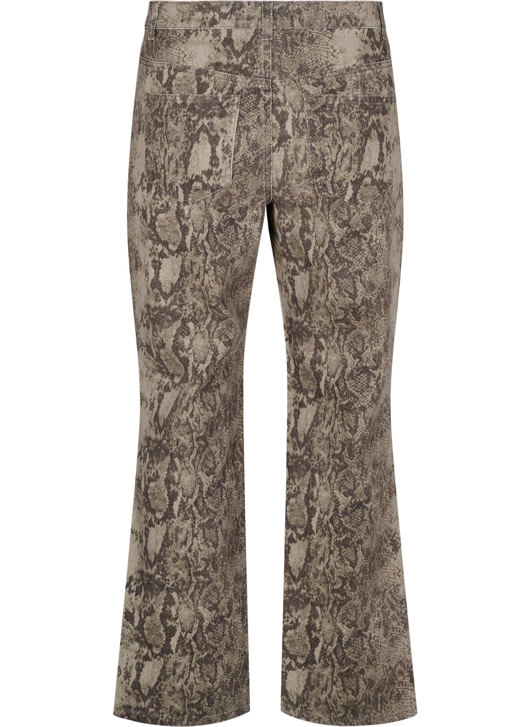 ZizziHigh-waist Gemma jeans met slangenprint, Bruin, Packshot image number 1