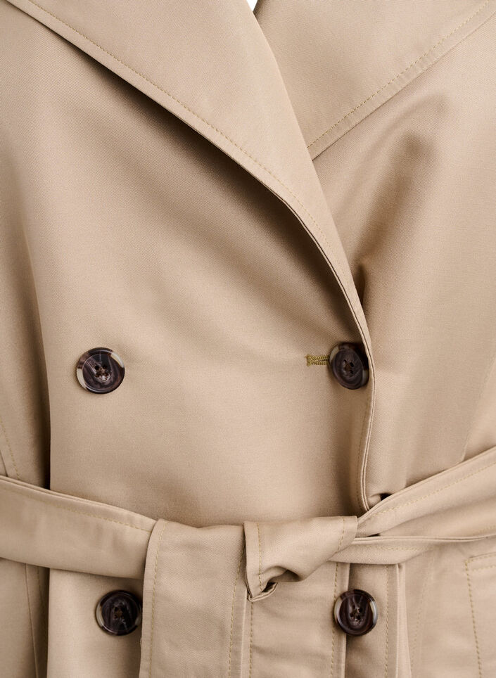Korte trenchcoat met riem, Beige, Packshot image number 2