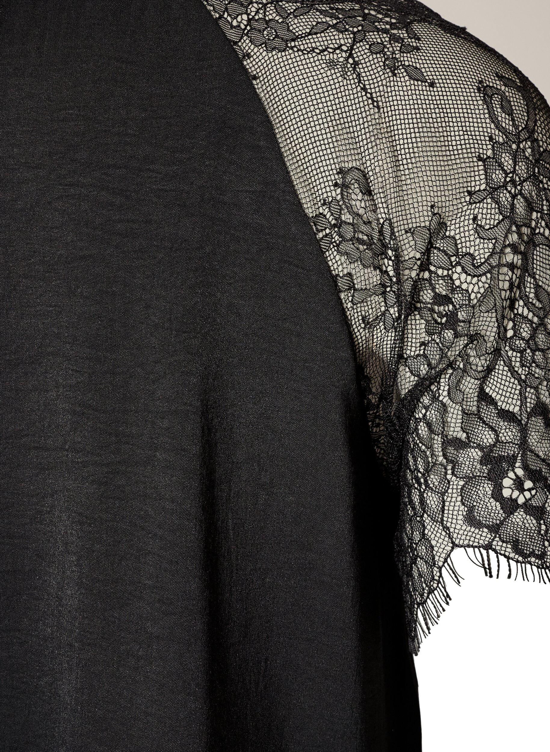 ZizziBlouse met korte kanten mouwen en hoge hals, Zwart, Packshot image number 3