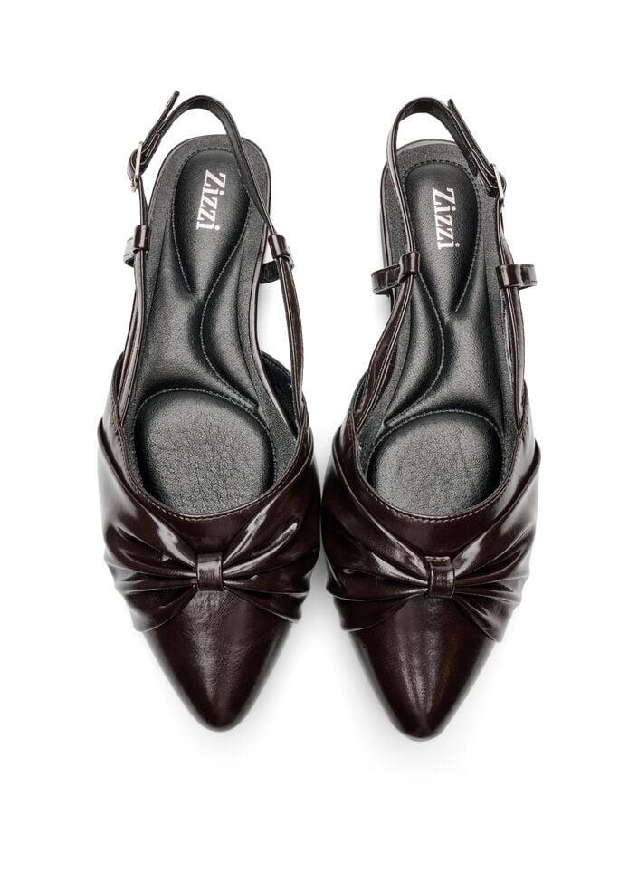 Slingback met strikdetail en lakuitstraling, Bruin, Packshot image number 2