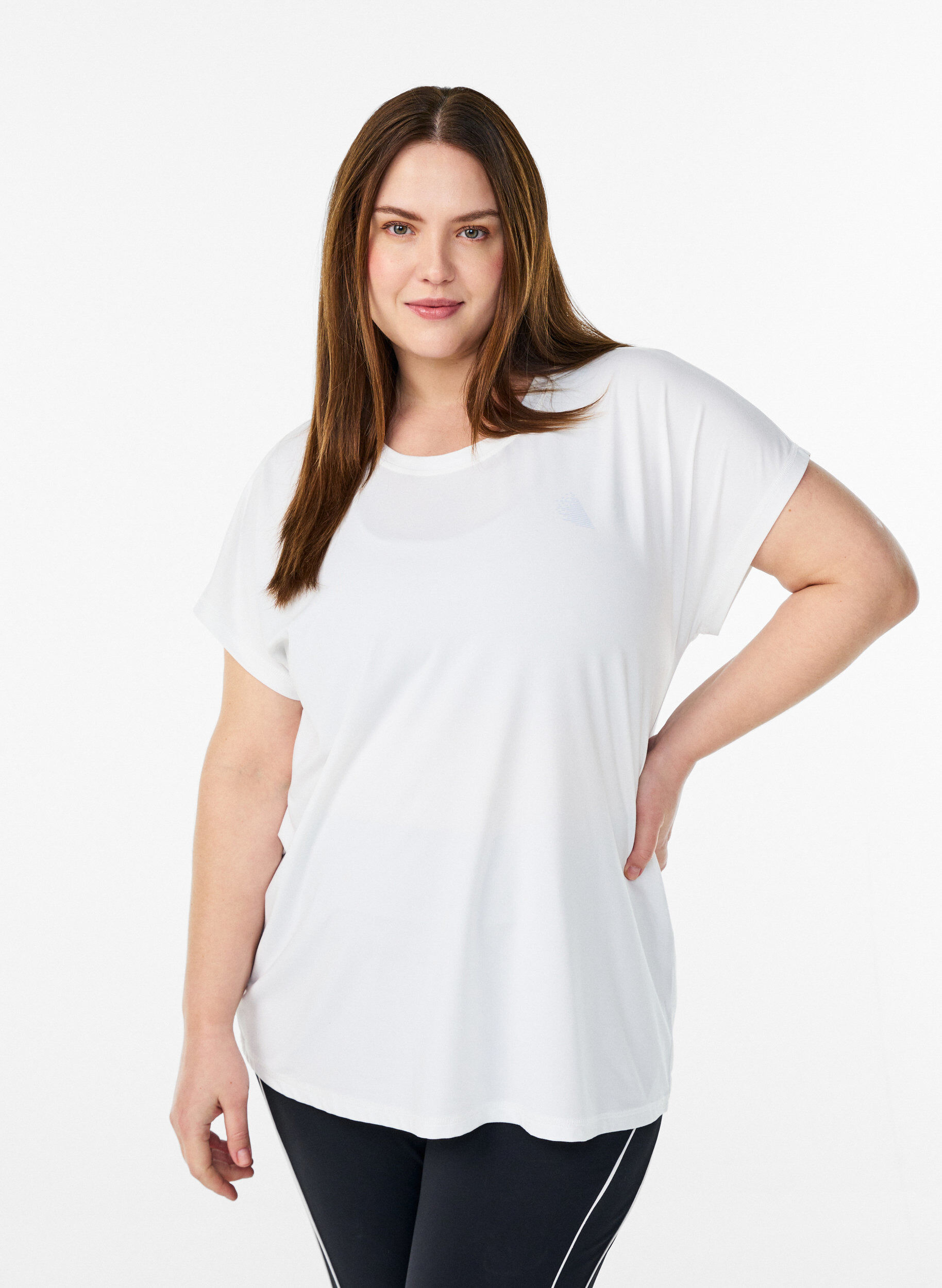 ZizziEffen gekleurd trainingsshirt, Wit, Model image number 0