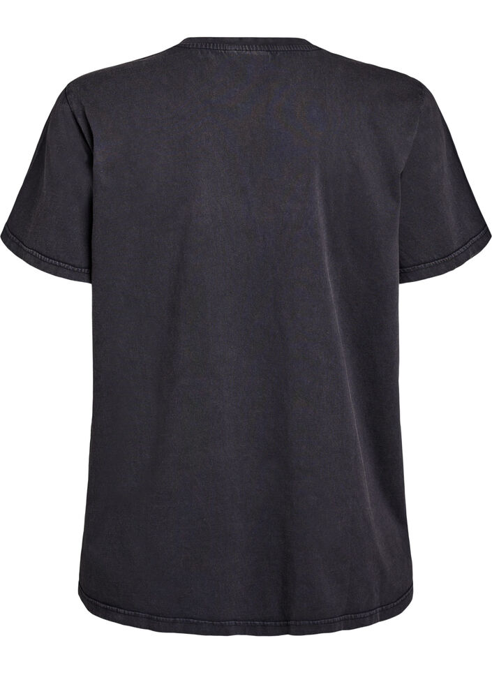 Biologisch katoenen T-shirt met strass en vlinder motief, Grijs, Packshot image number 1