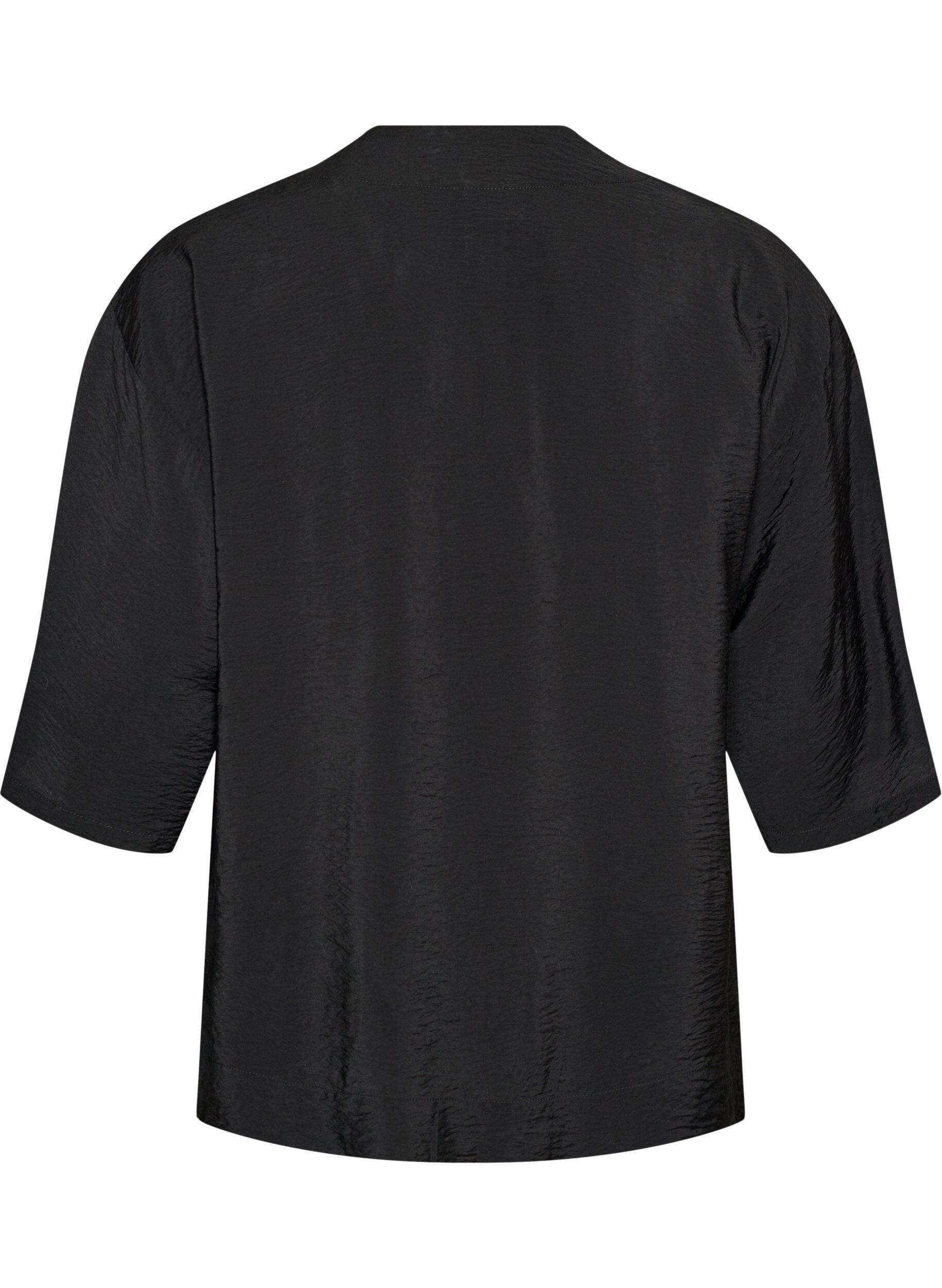 ZizziKorte viscose kimono met 3/4 mouwen, Zwart, Packshot image number 1