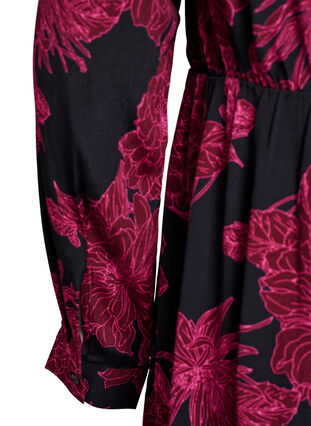ZizziViscose jurk met print en lange mouwen, Tawny Port Flower, Packshot image number 3