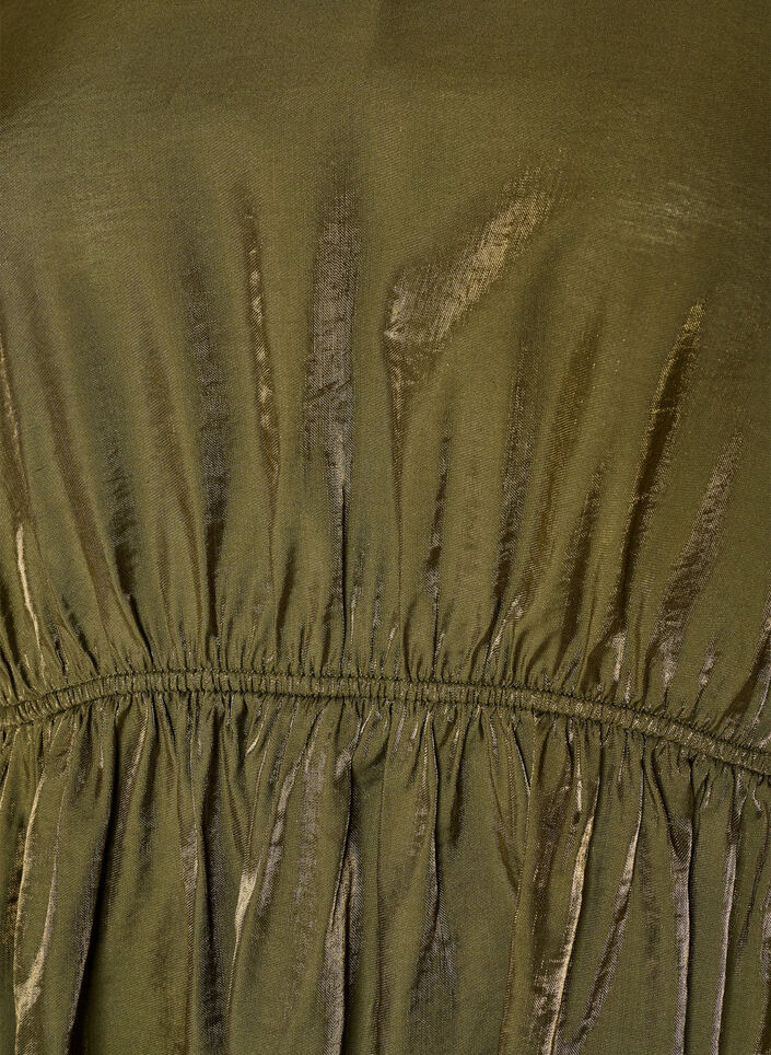 Glanzende viscose blouse met peplumeffect, Groen, Packshot image number 2