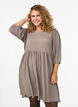 Korte jurk met textuur en 3/4 mouwen, Beige, Model image number 0