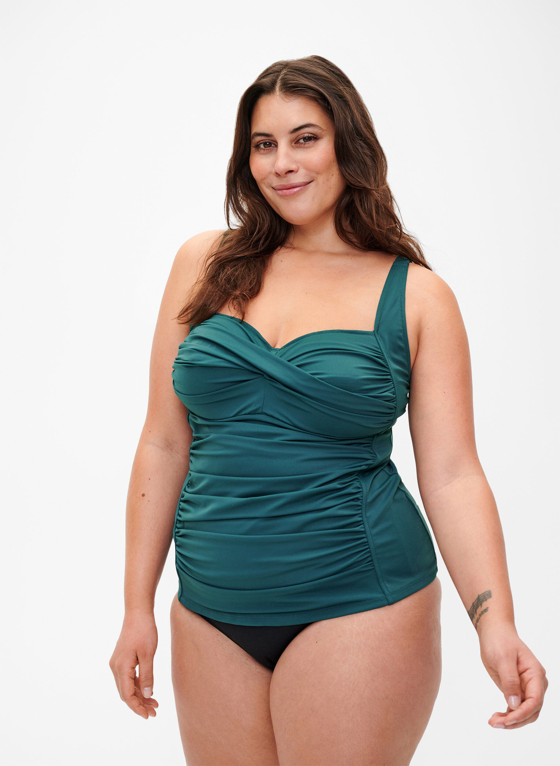 Gedrapeerde tankini, Groen, Model