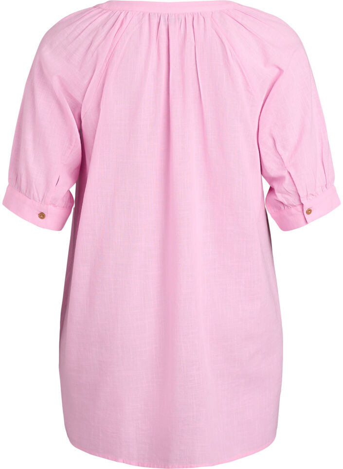Tunique en coton avec un col en V, Rose, Packshot image number 1