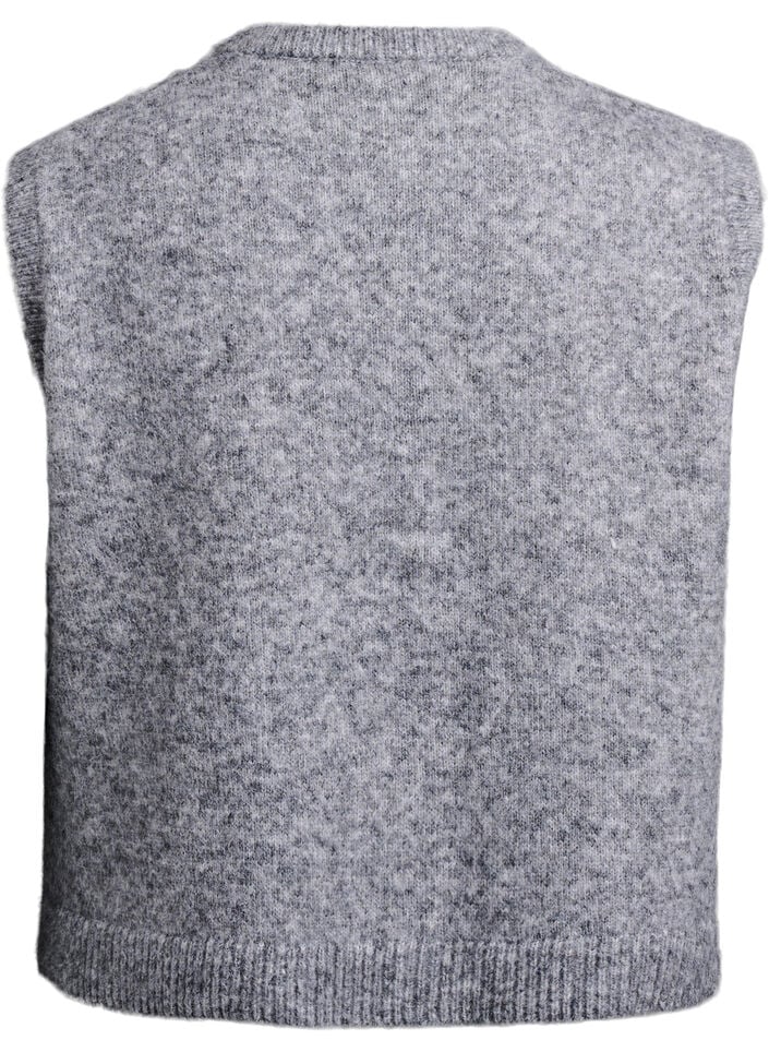 Gebreid vest met patroon en decoratieve knopen, Medium Grey Melange, Packshot