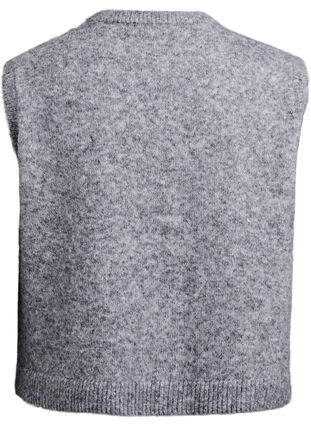 ZizziGebreid vest met patroon en decoratieve knopen, Medium Grey Melange, Packshot image number 1