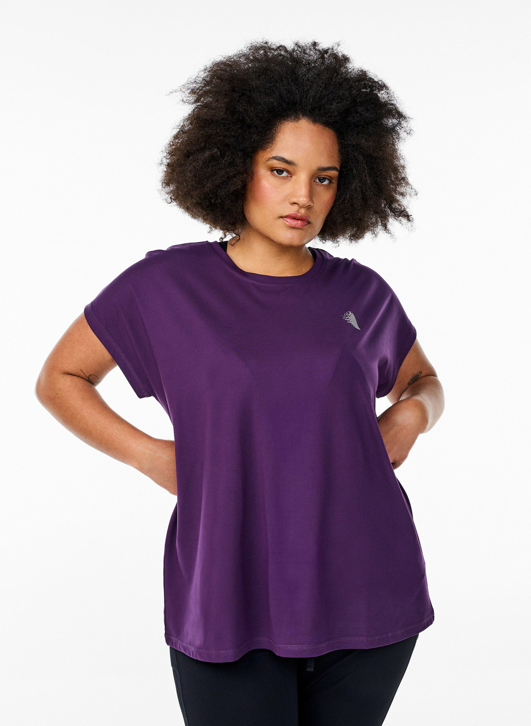ZizziEffen gekleurd trainingsshirt, Paars, Model image number 0