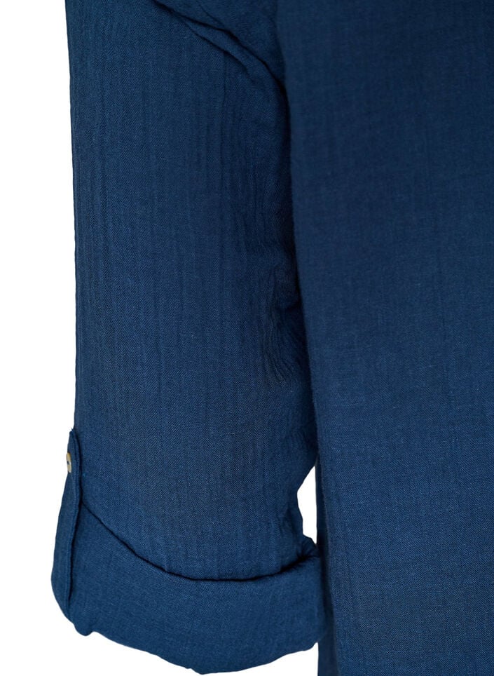 Katoenen mousseline tuniek met broderie anglaise, Blauw, Packshot image number 3