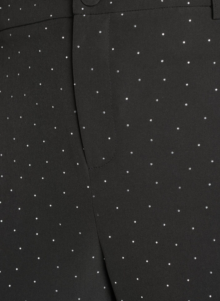 Broek met rhinestones en een hoge taille, Zwart Broek met rhinestones en een hoge taille, Zwart, Packshot