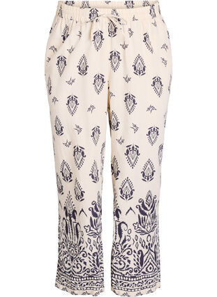 ZizziLosse broek met print en hoge taille, Beige, Packshot image number 0
