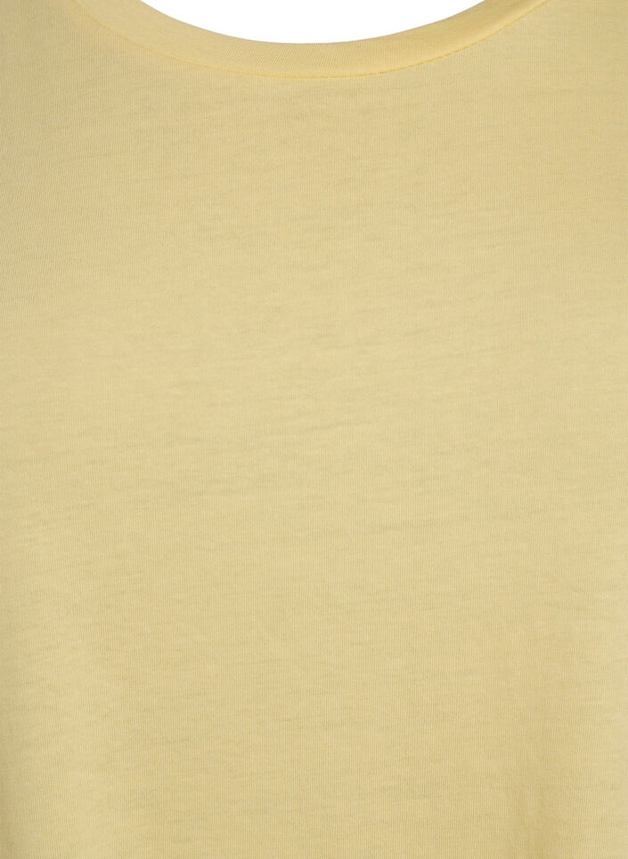 T-shirt met korte mouwen in een katoenmix, Geel, Packshot image number 2